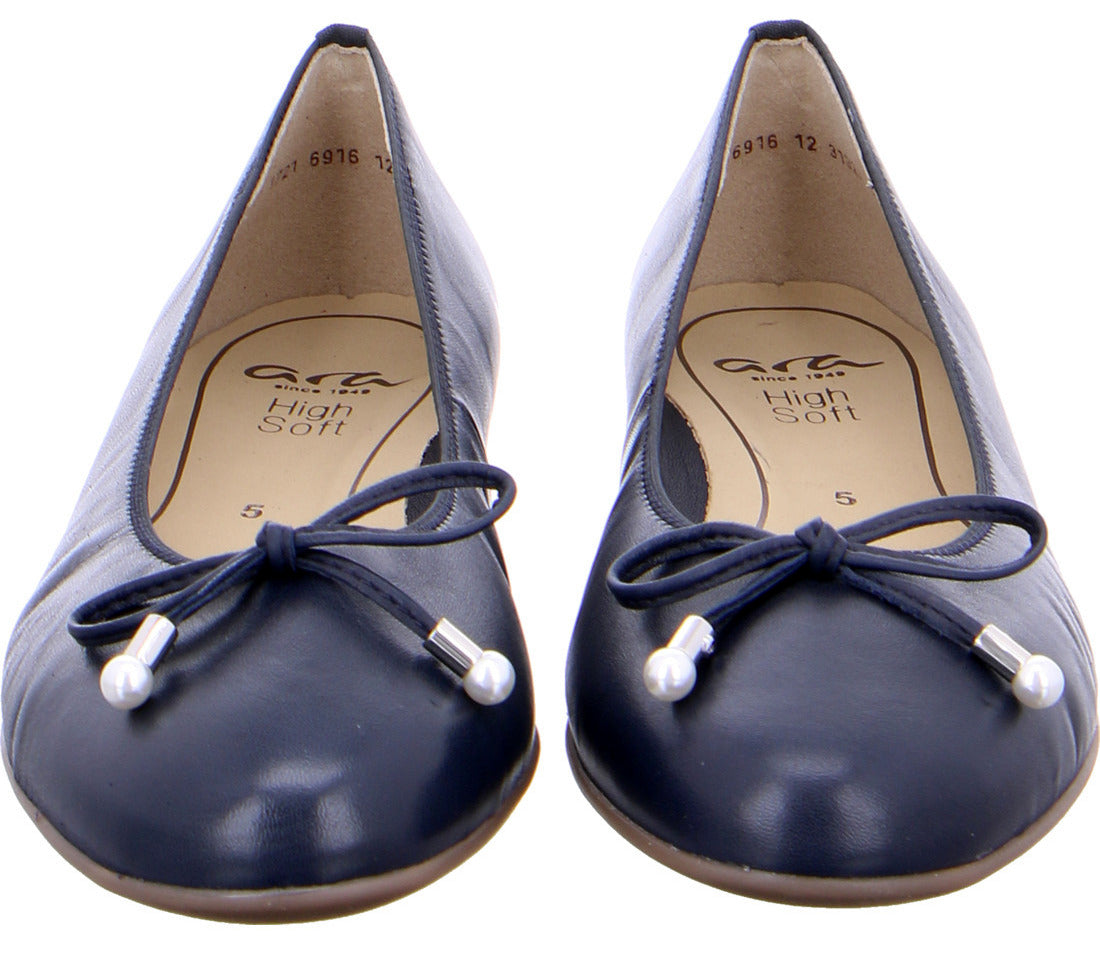 Ara Women's Sardinia Leather Ballet Pumps Flat Shoes Blue