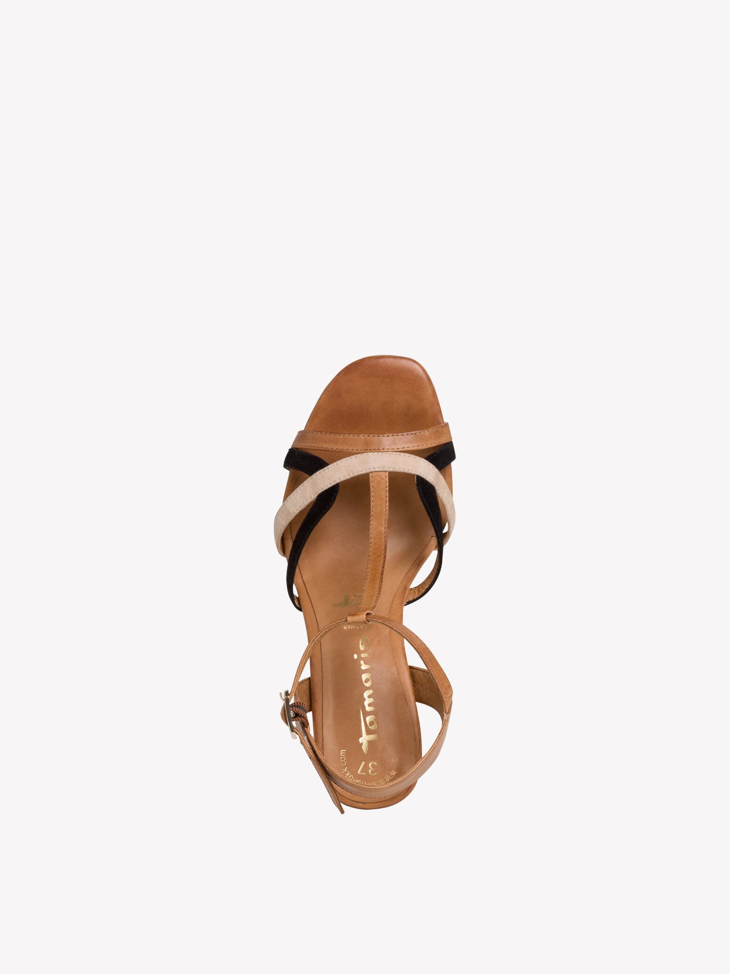Tamaris Women's 1-28025-24 Heeled Leather Sandals Cognac Brown