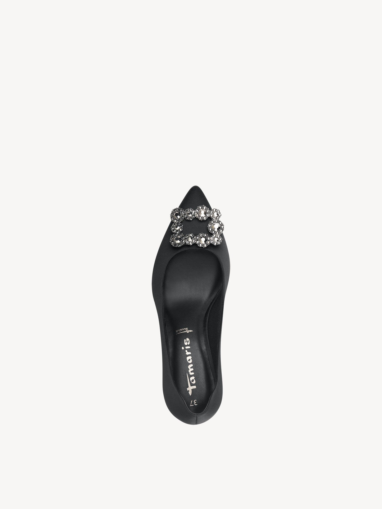 Tamaris Women's 1-22430-20 070 Heel Pumps Shoes Black Satin