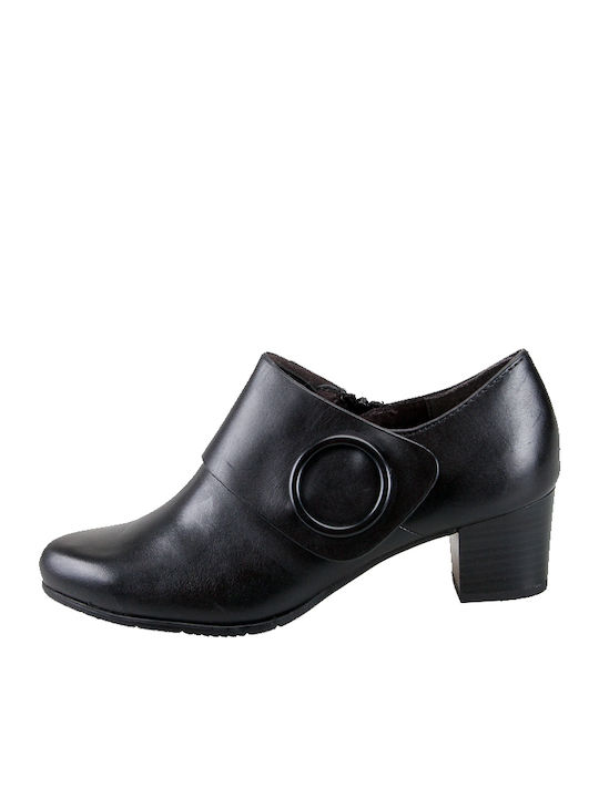 Jana Women's 8-24405-23 Leather Booty Heel Shoes Black