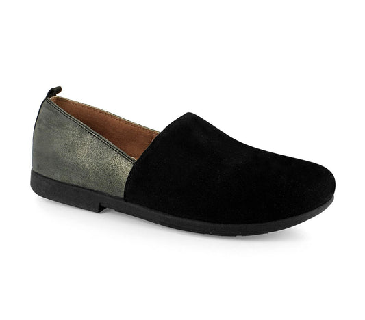 Strive Women's Florence Leather Slip-On Comfort Shoes Black Velour