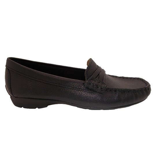 Globo Women's Ascot Leather Slip-On Moccasin Shoes Black
