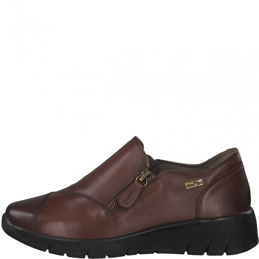 Jana Women's 24600 Comfort Leather Loafers Cognac Brown