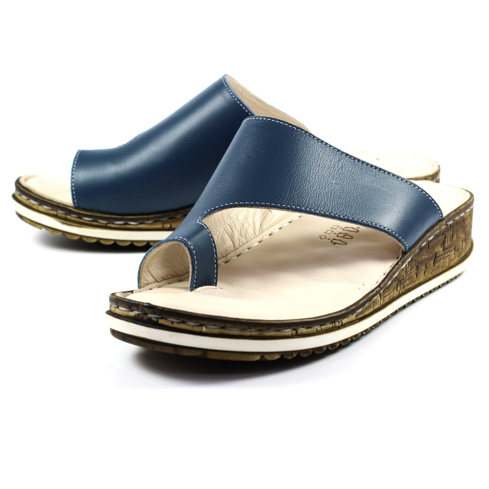 Lunar Women's JLD050 Shore Leather Sandals Navy Blue