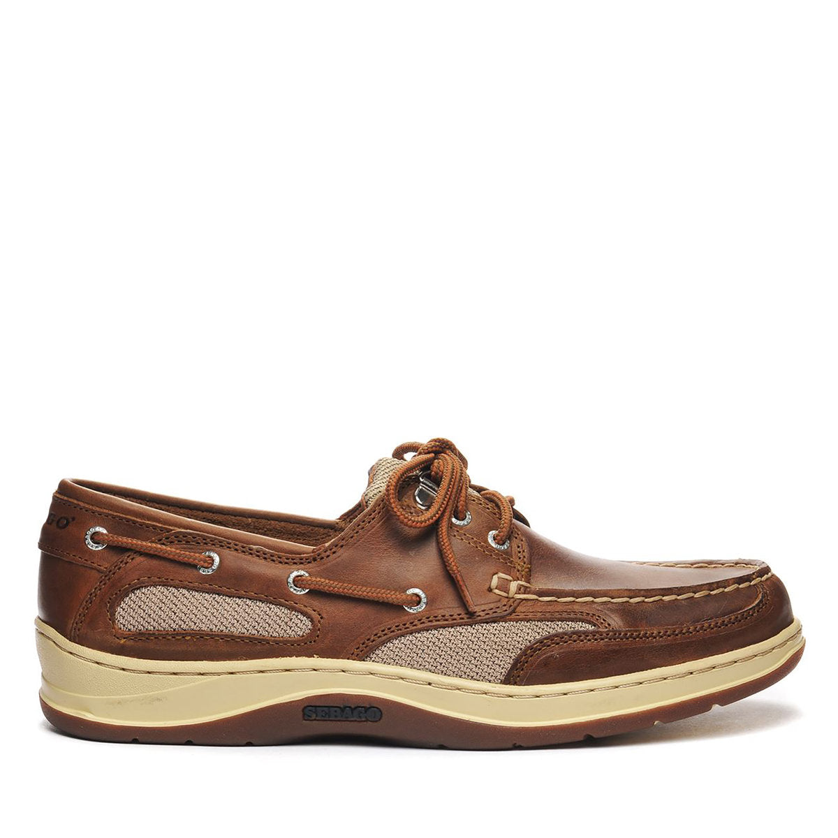 Sebago Men's 7000GEO Clovehitch II Waxed Leather Boat Shoes Brown Cinnamon