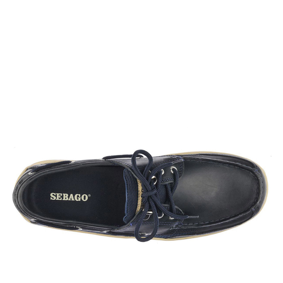 Sebago Men's 7000GEO Clovehitch II Waxed Leather Boat Shoes Navy Blue