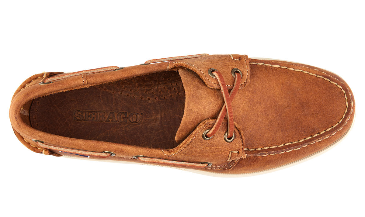 Sebago Men's 70015H0 Docksides Portland Crazy Horse Boat Shoes Brown Tan