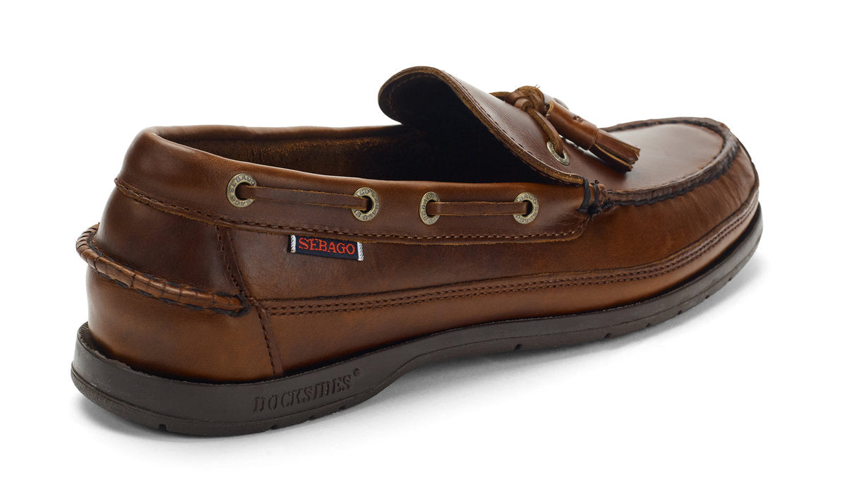 Sebago Men's Ketch Waxed Leather Loafer Shoes Brown