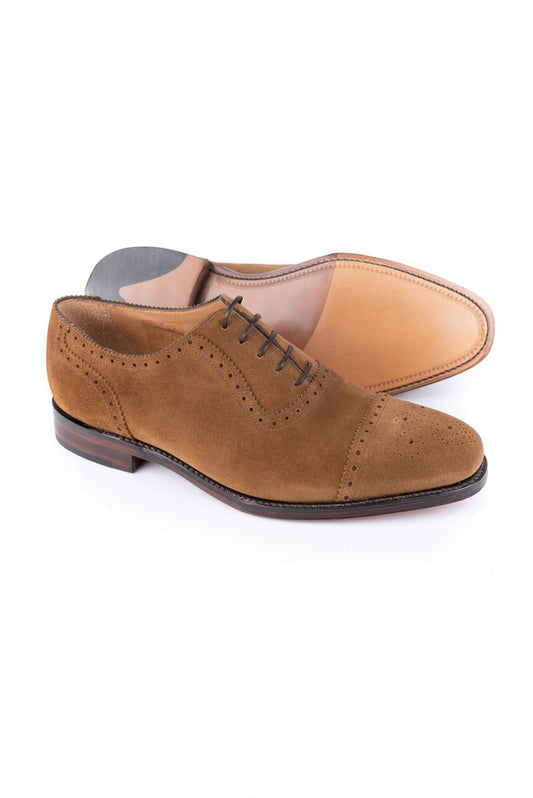 Loake Men's Strand TS Leather Semi Brogue Shoes Tobacco Suede
