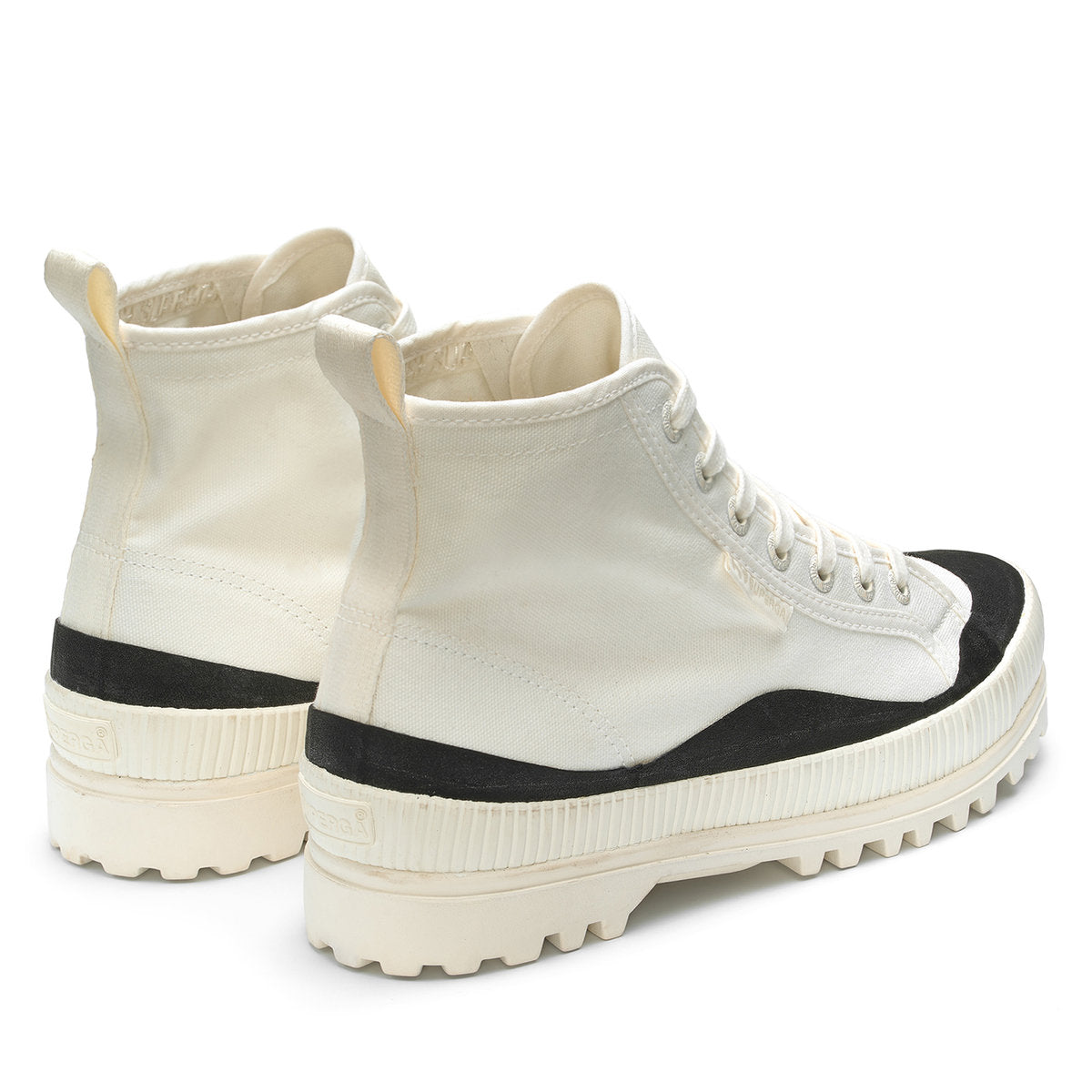 Superga Women's 2469 Platform Boot Sneakers White Avorio Black