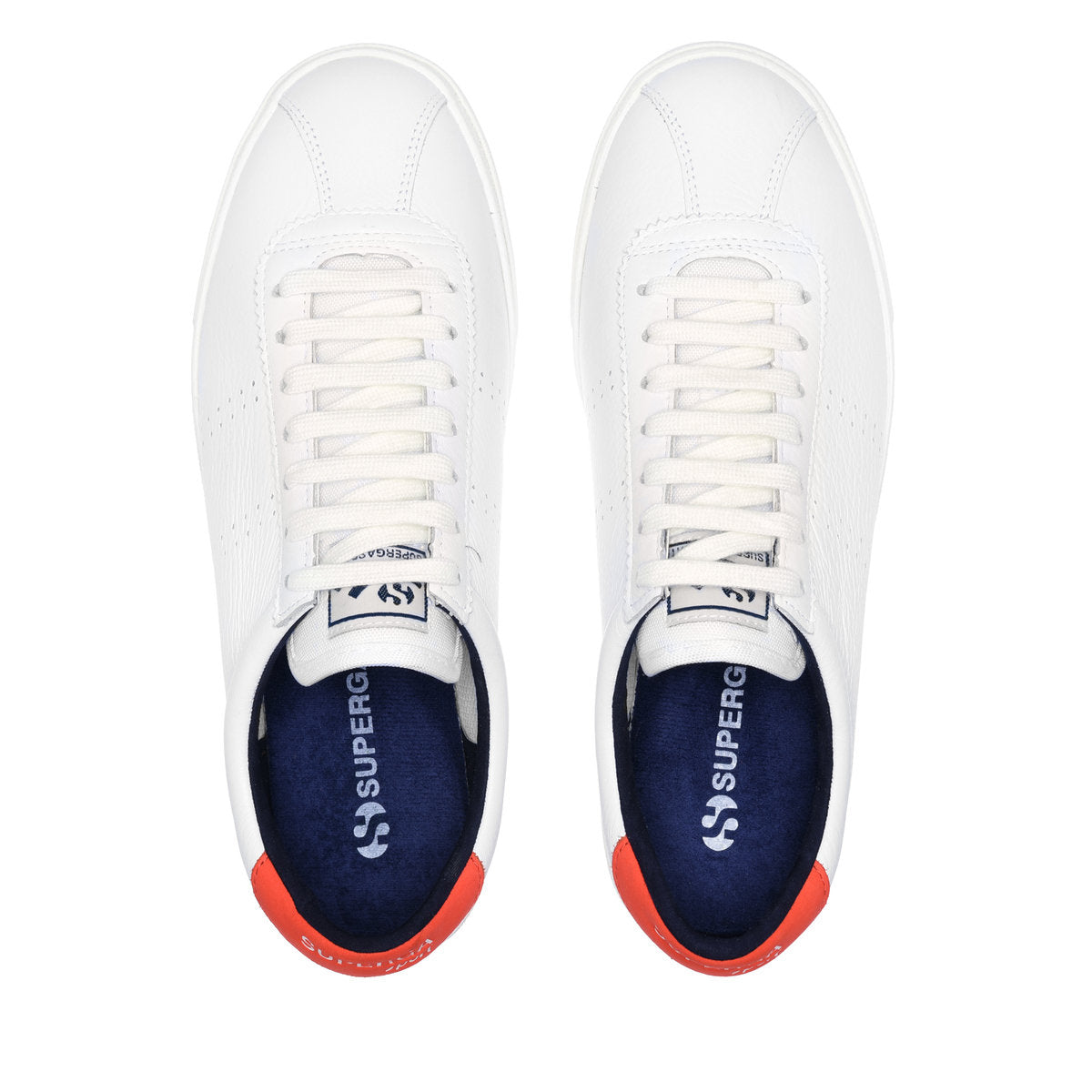 Superga Men's 2843 Club S Leather Comfort Sneakers Orange Tomato - Blue Navy