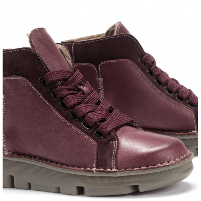 OnFoot Women's Touch Zen 29004 Leather Ankle Boots Burgundy