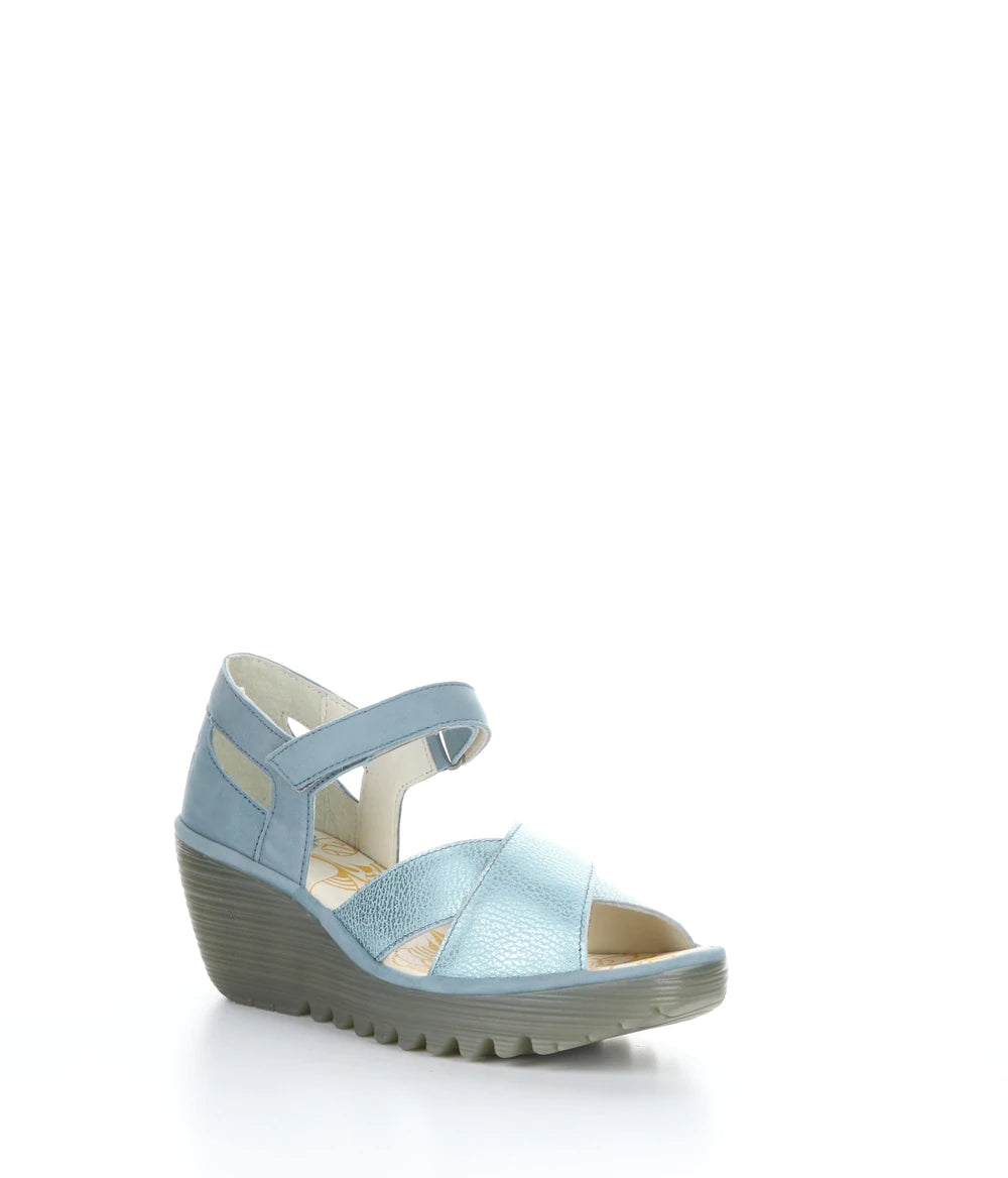 Fly London Women's YENT365FLY Leather Strap Sandals Azurre Blue
